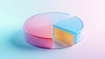 Leinwandbilder - A 3D pie chart with transparent slices and a floating effect, highlighting different data categories with a sleek, contemporary design.