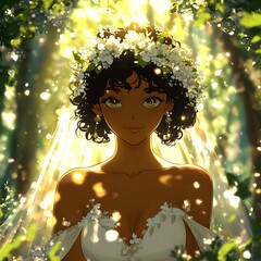 Sticker - Bride in a Flower Crown - Magical Forest Wedding.