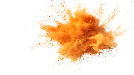 Wall Mural - Bright Orange Powder Explosion Burst on White Background