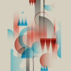 Poster - Abstract background with various bright geometric shapes. Concise design. A composition of figures of different shapes.