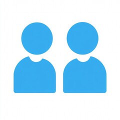 Wall Mural - a blue icon that represents two people on a white background
