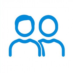 a blue icon that represents two people on a white background