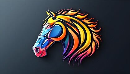 modern abstract horse logo design with dynamic lines and vibrant colors