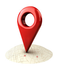 Red location marker on map layout for navigation transparent