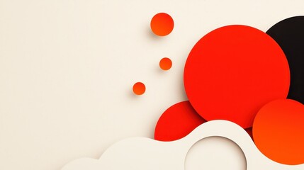 Poster - Abstract Background with Red and White Circles and Wavy Lines