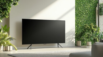 Wall Mural - Modern Living Room Interior with TV  Plants  and Sofa