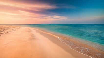 Tranquil Beach Scene with Sand and Sea Under a Bright Summer Sky