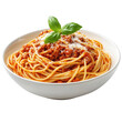 © praewpailyn - Delicious spaghetti pasta topped with savory meat sauce and fresh basil, perfect for a comforting meal.