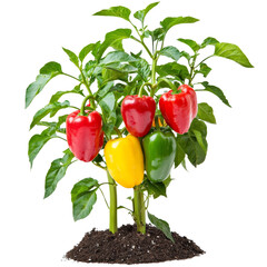 vibrant bell pepper plant with red, yellow, and green peppers