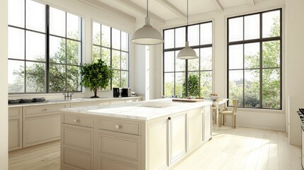 Wall Mural - Modern Kitchen with Large Windows