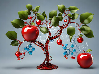 Wall Mural - red apple tree,Ai generated 