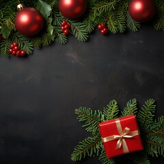 Wall Mural - christmas background with christmas tree and decorations