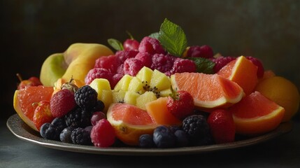 Wall Mural - Delicious and Vibrant Fruit Platter