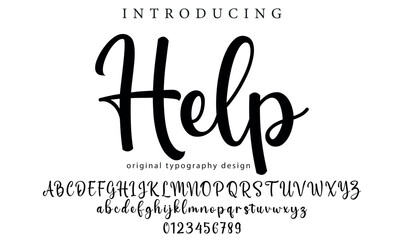 Help Font Stylish brush painted an uppercase vector letters, alphabet, typeface