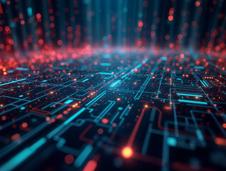 Poster - abstract digital background, data lines and cyber security. Generative AI