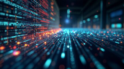 Poster - abstract digital background, data lines and cyber security. Generative AI