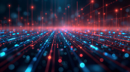 Poster - abstract digital background, data lines and cyber security. Generative AI