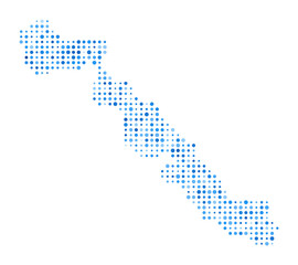 Poster - Musha Cay Dot Map. Island Digital Style Shape. Vibrant vector illustration of Musha Cay with blue circular dots.
