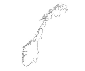 Wall Mural - High detailed illustration map - outline Norway country Map, Norwegian, noreg, Norge, outline map