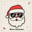 © Zabolotna_Art - Unique Retro Christmas Card: Santa's Sunglasses and Peace Signs with Bold Lines and Pastel Colors