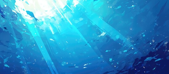 Poster - Abstract marine background featuring sunbeams and an underwater landscape