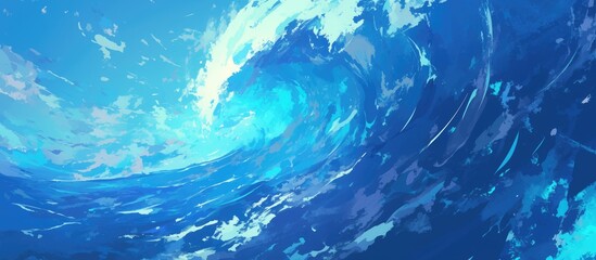 Poster - Underwater wave painting with a vibrant blue ocean ambiance