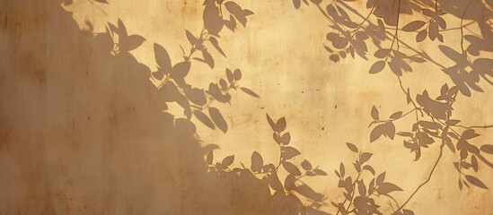 Poster - Artistic shadow patterns of branches trees and leaves cast on a brown concrete wall Ideal for use in card designs postcards murals wallpapers and photographic wallpaper