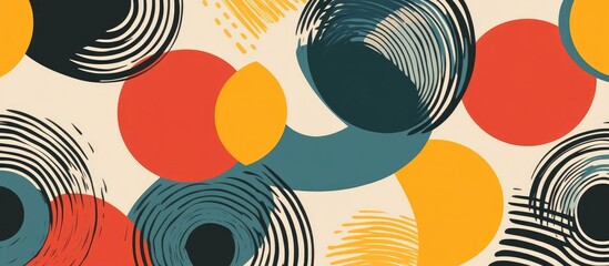 Poster - Geometric minimal pattern artwork featuring simple circle shapes modern background in Bauhaus style and abstract design Vector illustration