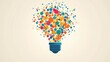 © VRVisionary - Colorful dots encapsulated within a light bulb shape vector illustration