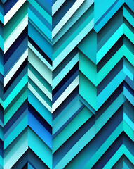 Canvas Print - Blue to turquoise gradient zigzag abstract pattern