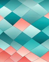 Poster - Coral and teal gradient checkerboard pattern