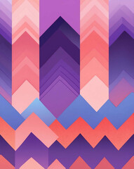 Wall Mural - Coral and violet gradient chevron design