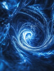 Poster - abstract blue fractal light background in a fantasy 3d rendering style