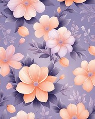 Poster - Pastel peach to lavender floral gradient pattern