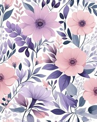 Poster - Smooth pastel pink and lavender floral design