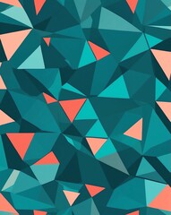 Poster - Smooth teal to coral triangle abstract design