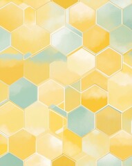 Poster - Soft pastel blend of yellow grid designs