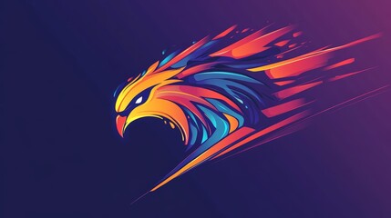 Poster - A colorful bird with a fiery look on its face