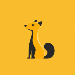 Wall Mural - Vector Illustration of a Stylized Fox on Yellow Background