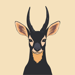 Canvas Print - Vector Art of a Stylish Goat Head Illustration