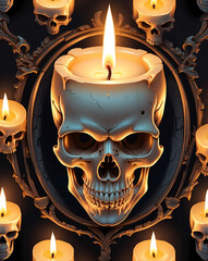 Canvas Print - Candle flickering inside a skull