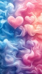 Wall Mural - A colorful abstract background featuring hearts in soft hues.