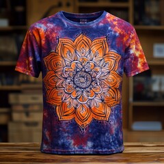 Poster - A colorful tie-dye t-shirt featuring a mandala design.