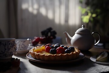 Wall Mural - Fruit Tart & Tea