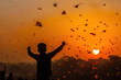 © Olegarx525 - Beautiful greeting card with colorful kites soaring high above vibrant sky to holiday composition