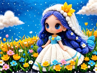 Wall Mural - fairy with flowers