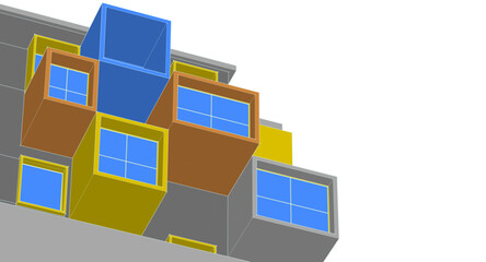 Canvas Print - architecture modular facades 3d illustration