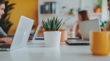 Poster - Young professionals work in a vibrant startup office environment. Team collaboration and modern workplace concept.