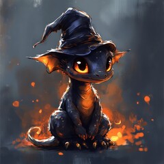 Poster - A cute, magical creature wearing a witch's hat, surrounded by sparks.