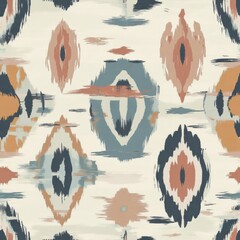 Wall Mural - Abstract Ikat Pattern Background in Earthy Color Tones